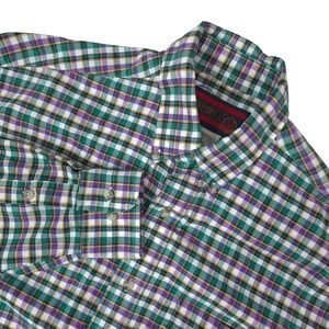 Twenty X 20X Western Shirt Mens L Green Purple Mardi Gras Plaid Button Down